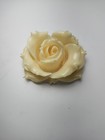 Vtg Brooch Curved Bone Rose  Three Dimensional Sculpture Openwork 