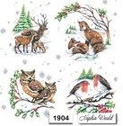  1904  Two Paper Luncheon Decoupage Art Craft Napkins  Christmas Winter Animals