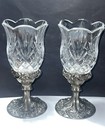 Vintage Godinger 20th Century Baroque Pair Of Crystal Votives Silver Plated