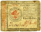 1779 Continental Currency 5 Dollars - Jan 14 - Fr cc-91 Gamble   Snowden