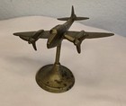 Vintage Brass Airplane Model Desk Decor Wwii Twin Engine Aircraft Statue