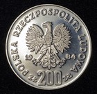 1984 Poland 200 Zlotych Coin  Nickel Sample   Proba    Unc