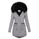 Women s Plush Hooded Parkas Winter Warm Thick  Zip-up Jackets Casual Mid-length