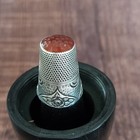 Vintage 800 Silver Thimble With Ebony Case   Haberdashery   Sewing   Collectible