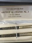 Vintage Arpege Chanel No  5 14k Gold Filigree Perfumed Ball Point Pens W case
