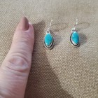 925 Sterling Silver Turquoise Marquise Dangle Earrings Southwestern Boho 