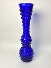 Vintage Cobalt Blue Bubble Bud  Hobnail Vase  Elegant 9 1 8    Tall  2    Opening