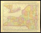 Antique New York Map Wall Art State Original Vintage Albany Buffalo Dated 1907