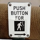 Vintage Retired Crosswalk Pedestrian Push Button Porcelain Sign  Mc Cain