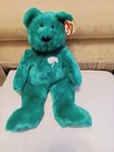 Ty Beanie Buddy Plush 14  Erin The Bear 1998 Green  W white Clover 