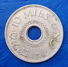 Israel Palestine British Mandate 10 Mils 1941 Coin Xf- Key Date