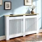 92cm Radiator Cover White Modern Painted Mdf Cabinet Slats Grill Wood Top Shelf