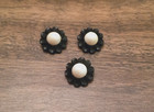 Lot Of 3 Antique Flower Buttons  Black   White Shank Style Early Plastic  7 8 