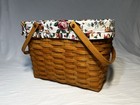 Nice Large 2 Handled Longaberger Basket W  Pockets   Plastic Liner 15 5   x11   x9   