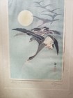 C 1925 Ito Sozan Woodblock Print Pencil Signed Geese   Moon