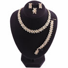 Womens Dubai Gold Color Jewelry Sets Wedding Crystal Statement Necklace Earrings