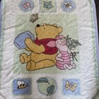 Winnie The Pooh Piglet Soft Fleece Baby Blanket Blue White Green