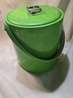 Vintage Mcm Lime Green Vinyl Ice Bucket 60  70 s Pristine Condition Retro 