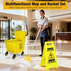 35qt Commercial Mop Bucket With Side Press Wringer On Wheels Yellow   Including