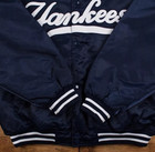 Ny Yankees Vintage 90s Athletic Jacket Blue Satin Bomber Style Varsity Jacket
