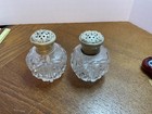 Vintage Cut Glass Salt And Pepper Shakers Set 2 5   