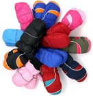 Kids Toddlers Winter Warm Snow Ski Mittens Fleece Lined Kids Pull On Cozy Gloves
