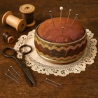 Antique Victorian Pin Cushion Gold Trim Brocade Sewing Pincushion Vintage Decor