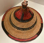 African Mali Handmade Woven Fulani Sun Hat Leather