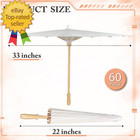 60 Pieces 33 Inches White Paper Umbrellas Parasol Chinese Japanese Oiled Paper U