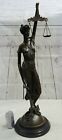 Real Bronze Blind Lady Of Justice Statue Old Finish Scales Large Nude Sculpture