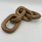 Hand Carved Wooden Chain Seam Seamless 4 Large Links Shelf Decor