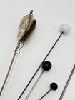 Antique Edwardian Hatpin Lot 5 Cowrie Shell Black White Bead Long Pins