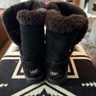 Ugg Australia Bailey Button 5803 Black Suede Sheepskin Boots Women s Size 7