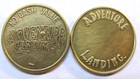 Lot Of 2 Different - Adventures Landing Brass Coin Tokens -rare Vintage Tokens