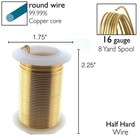 Wire  Beadsmith Tarnish Resistant Gold 1 2 Hard 16 Gauge 8 Yard Spool Wrapping