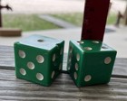 Vintage Pair Of Large Jumbo Green Plastic Dice 1 1 2    Japan Marked