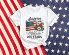 America 250 Years Flag Floral Shirt 250th Anniversary Patriotic 4th Of July Tee