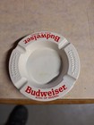 Vintage Beer Ashtrays Lot Of 2 Budweiser Round Ceramic Top Diameter 5 25in White