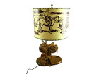 Vintage 1950s Old West Motif Western Cowboy Saddle Table Lamp  Shade Vgc