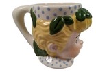 Vtg Tinker Fairy Head Mug Kiem Co  Handpainted Blue Eyes Polka Dots Leaves Chips