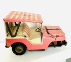 Vintage 1950s 1960s Sss Tin Litho Pink Toy Friction Jeep Surrey Made In Japan 4   
