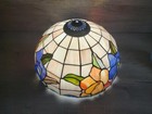 Beautiful Vintage Large 16  Floral Tiffany Style Stained Glass Lamp Shade Handcr