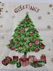 Vintage Christmas Tree Kitchen Towel Holiday Ornaments Retro Dish Towel Linen
