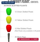E-z Trout Floats - 36 Easy To Adjust Slotted Fishing Bobbers - Freshwater And Sa
