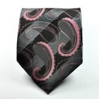 New Classic Paisley Black Gray Pink Jacquard Woven Silk Men s Tie Necktie
