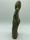 Vintage Carved Stone Woman Figurine Statue Hair And Dress Detail Texture 7  Tall