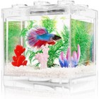 Small Betta Fish Tank Kit W  Led Light Stackable Aquarium Set Reptile Shrimp New