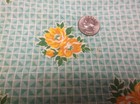 Vintage Green With Orange Flowers Feed Bag Feed Sack Material