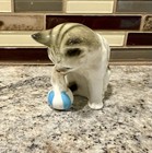 Vintage Lefton Bone China Kitty Cat Playing With Ball Figurine