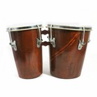Professional Wooden Bongo Drum Bango Set Joint Body Dholak Natural Wood Brown